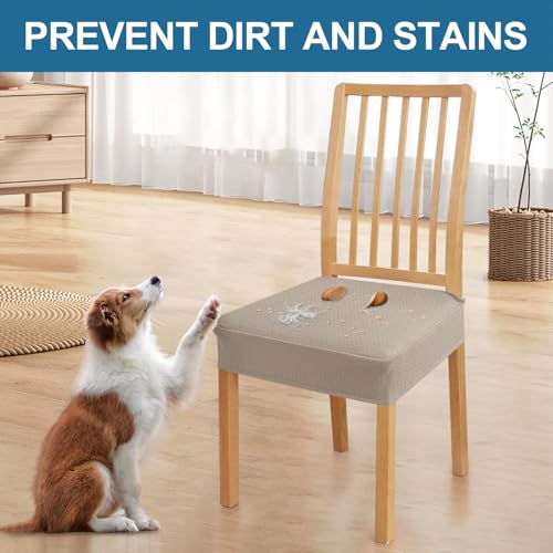 Smiry Waterproof Dining Chair Seat Covers Set of 6 - Taupe