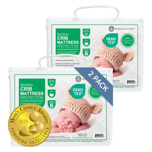 Crib Mattress Protector 2-Pack - Waterproof, Breathable, Fits 52x28 in