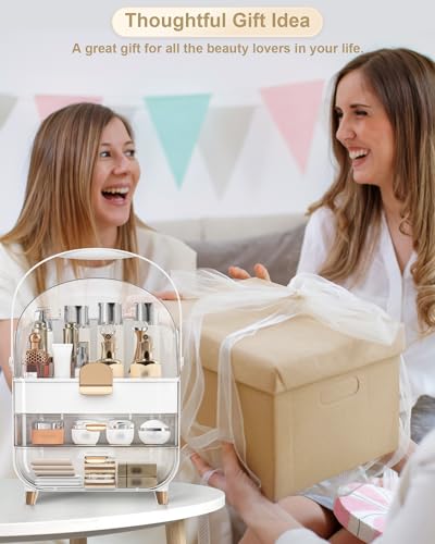 Anylady White Makeup Organizer with 3 Tiers for Vanity & Countertop