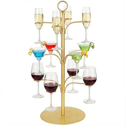 Gold Cocktail Tree Stand for Drinks 3-Tier Champagne Tower Party Decor