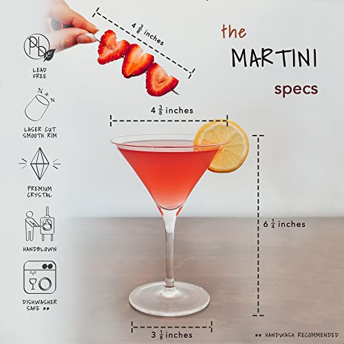MORA PURE Martini Glasses, Set of 4-7oz - Handblown Premium Crystal