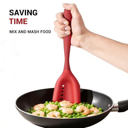 Mincing Spatula Meat Chopper, Hamburger Grinder, Premium Heat Resistant Smasher for Ground Beef, Potato Mix Tool, Meat & Poultry Tenderizers-Aqua