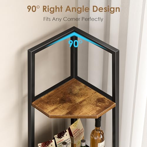 Brown 6-Tier Corner Shelf - Industrial Style Tall Plant & Display Stand