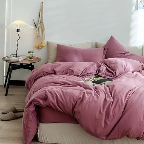 Full Size Purple Duvet Cover Set 3 Pieces Pale Mauve Jersey Knit Cotton