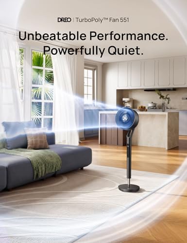 DREO Standing Fan for Bedroom,120°+100° Oscillating Fan, Quiet