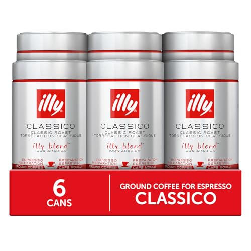 Ground Espresso Coffee Classico Medium Roast 8.8oz Pack of 6 - Arabica Blend