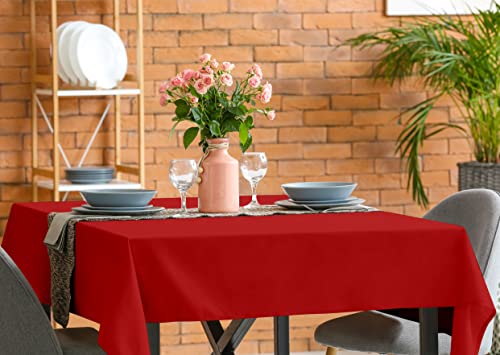 Utopia Kitchen 2 Pack Red Square Tablecloth 54x54 Inches - Wrinkle-Resistant & Stainproof Polyester