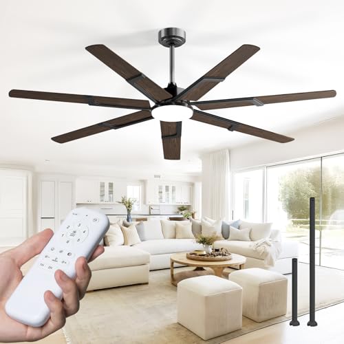 Amico 66-Inch Walnut Ceiling Fan with Lights & Remote Control