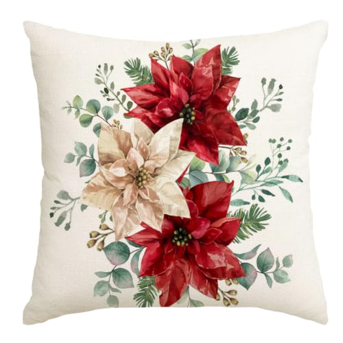 Christmas Floral Pillow Covers 18x18 Decoration for Home