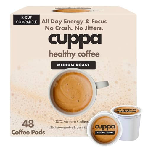 Medium Roast Mushroom Coffee Pods with Adaptogens & Superfoods - 48 Count