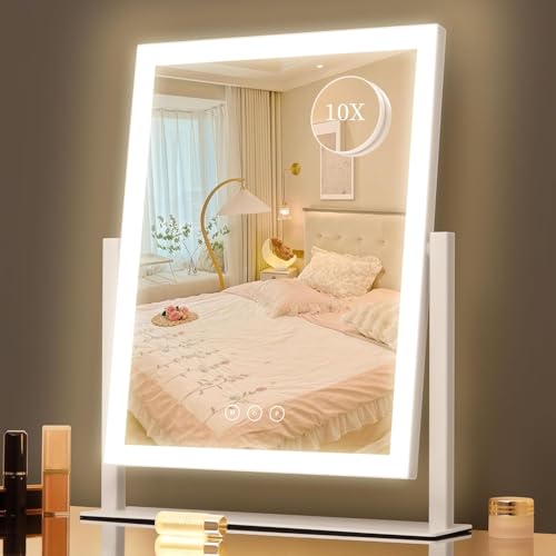 White Lighted Vanity Mirror 16.7x13.2 inch with 3 Color Modes & Dimmable Lights