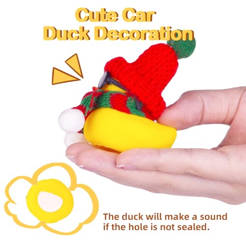 MuMyer Christmas Rubber Ducks Car Ornament G-white&red_white 2 Inches - Dashboard Decorations with Hat Sunglasses & Scarf