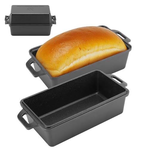 Cast Iron Loaf Pan with Lid 9x5 Inch Bread Baking Pan Set for Sourdough Cake Meatloaf