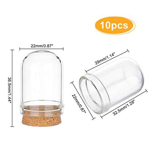PH PandaHall 10pcs Cloche Bell Jar, Display Dome with Cork Base 8ml Mini Glass Bottles Dome Decorative Jars Display Case for Flower Storage Home Christmas Party Favor Decoration, 0.86x1.4inch