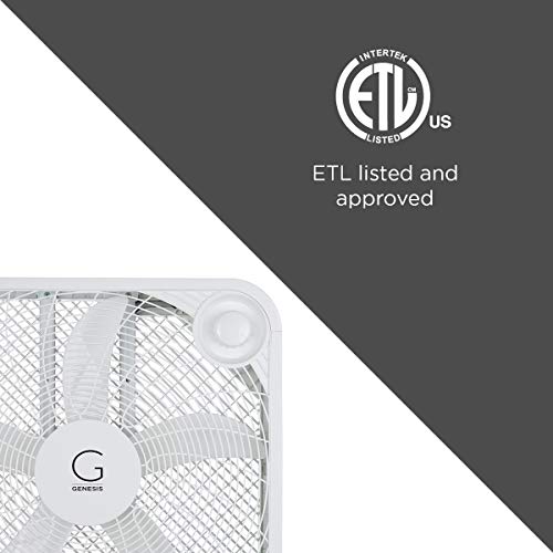 20-Inch Box Fan with 3-Speed Settings, Max Cooling Technology, Carry Handle - White