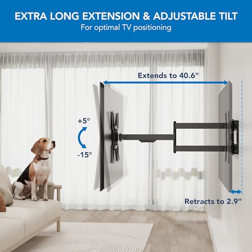 Long Arm TV Wall Mount with 40-Inch Extension, Fits 32-70 Inch Flat Screens