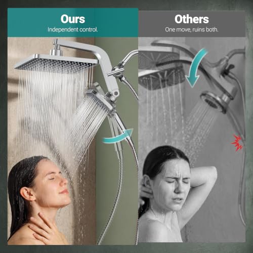 KOSNEW 12-Inch XXL Rainfall Shower Head & Handheld Combo - Chrome Polished