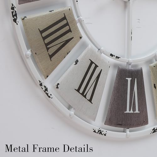 Elegant Scale 32-Inch Distressed Metal Wall Clock with Roman Numerals – Farmhouse Decor