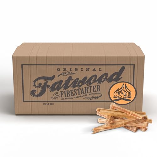 25lb Bulk Firewood Fire Starter Sticks - All-Natural Pine Kindling for Fireplace, Campfire, Grill
