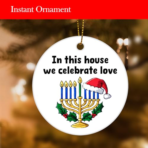 LOVELLOY Hanukkah Christmas Ornament Gift for Women - Blue Ceramic Jewish Holiday Decoration