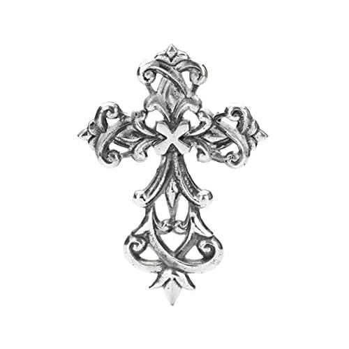 PURESTORY 8.5 Inch Decorative Wall Cross Metal Decorations For Home.Religious Metal Hanging Cross Wall Decor.Metal Cross Wall Decor Art for Home - Antique Silver Black
