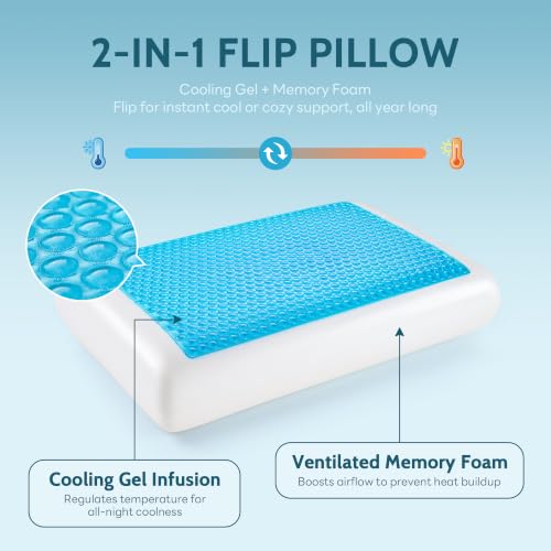 Gel Cooling Pillows for Hot Sleepers, Memory Foam Pillow with