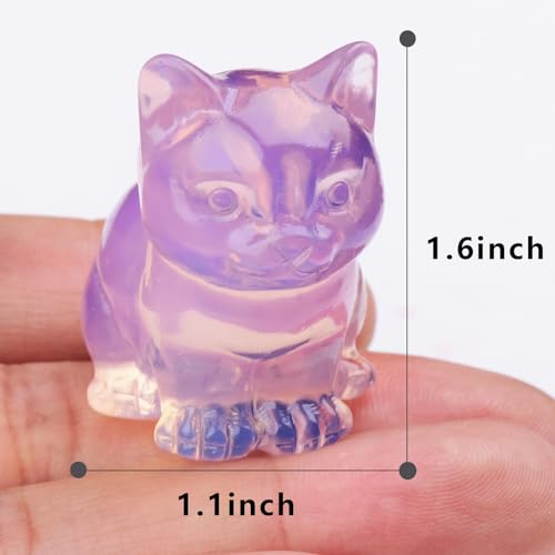 Pink Opal Cat Crystal Statues, Healing Crystal Kitty Figurine Decorations, Pink Cat Gift Lucky Cute Kitten Figurines, Handcrafted Crystal Figurine for Home D?cor and Spiritual Protection