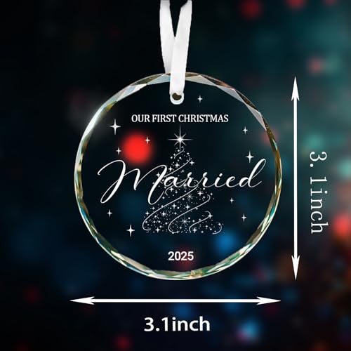 Wedding Gift First Christmas Married Ornament 2025 Mr and Mrs Gift for Newlyweds Couple 2025 Personalized Bridal Shower Gifts Our First Christmas Married Ornament 2025
