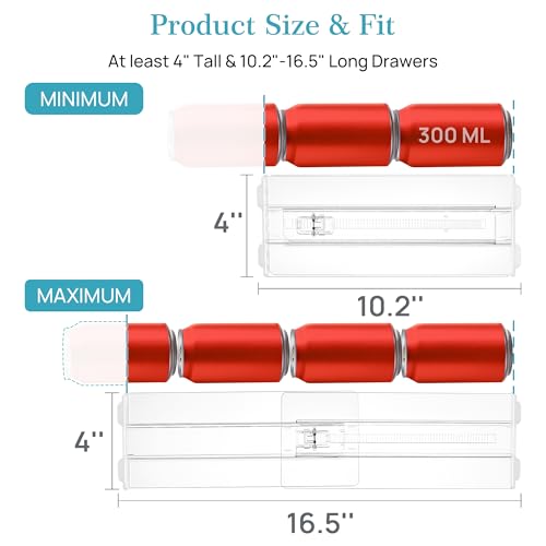 Vtopmart 18 Pack Adjustable Clear Drawer Dividers - 4" High, 10.2-16.5" Length