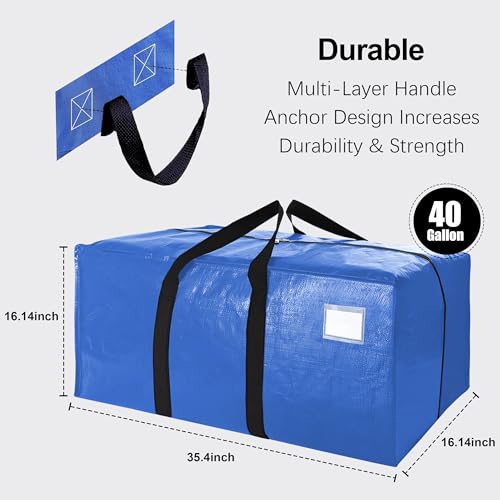 VELVETSURE 40 Gal Heavy Duty Moving Bags Pack of 6 with Backpack Straps - Multicolor