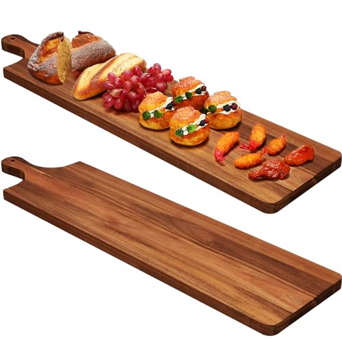 2 Pcs Acacia Cutting Boards 23 x 7 Inches with Handles – Large Charcuterie Boards