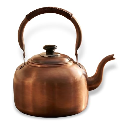 Bronze 3.2 Qt Solid Copper Whistling Kettle with Cool-Touch Handle