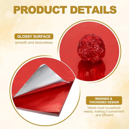 PATIKIL 3.5x3.5 Red Aluminum Foil Candy Wrappers 200 Pcs - Glossy Snack Wraps