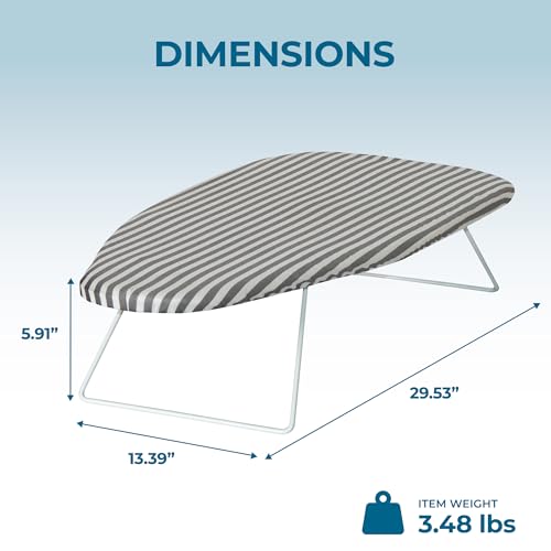 Gray Steel Tabletop Ironing Board with Folding Legs - 29" L x 13" W Compact Ironing Surface