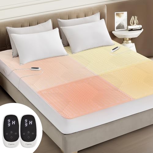 Caperia Waterproof King Size Multi-Zone Heated Mattress Pad - White, 78x80 Inches