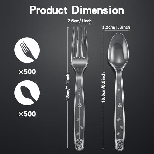 Disposable Plastic Cutlery Set 1000 Pieces - Heavy Duty Forks & Spoons