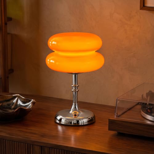 Rechargeable Cordless Mushroom Table Lamp - Touch Dimming Glass Nightlight