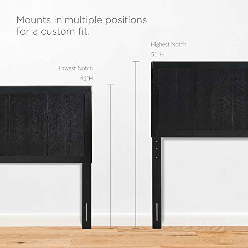 Twin Wood Headboard for Bed Frame - Mid-Century Modern, Black