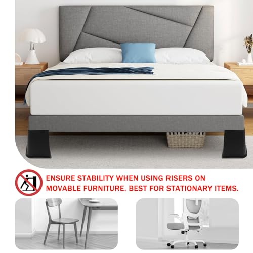 Heavy Duty Bed Risers 8 Inch Black - Supports Up to 5000 Lbs, 4 Pack