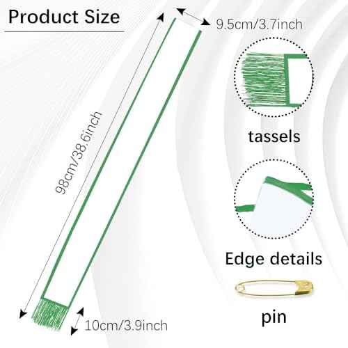 Birthday Sash for Men White Sash with Green Tassels Plain Sash Bridal Sash Party Decorations Birthday Princess Sash Sweet 16 Sash Prom King Sash for Beauty Pageant, Christmas Make Your Own Sahes