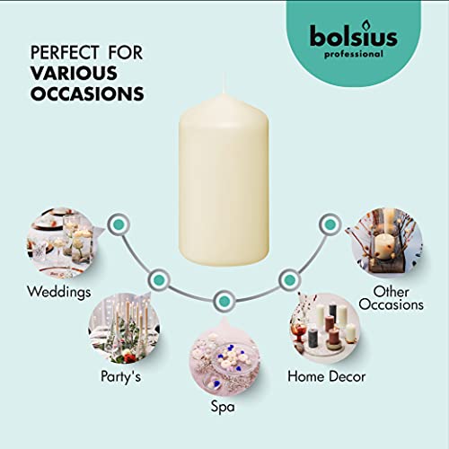 12 Ivory Pillar Candles Set - Unscented Dripless Long Burn 2.7 x 5 Inch