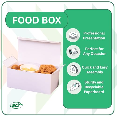 White Paper Carryout Food Boxes 9x5x4 Inches - 250 Pack