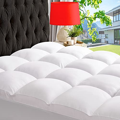 White King Mattress Topper - Thick Plush Pillow Top Mattress Pad for Extra Comfort