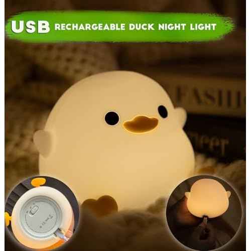 DREAMING MY DREAM Cute Duck Lamp,Do Do Duck Night Light,Silicone Squishy Nursery Bedside Lamp,USB Rechargeable Touch Table Lampfor Bedrooms, Living Room Decor Gift Toy