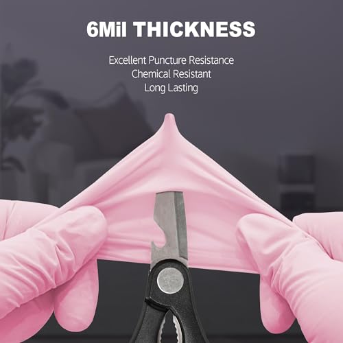 SwiftGrip Disposable Nitrile Cleaning Gloves Small 6-mil Cherry Blossom - 12 Inch Cuffs