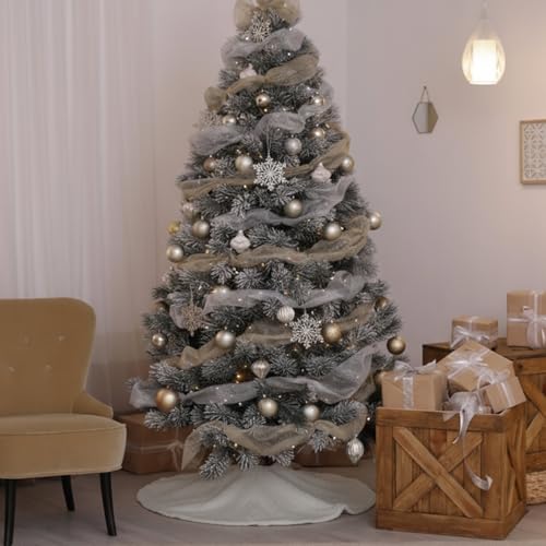 VioraWhite 36 Inch Cream White Christmas Tree Skirt Farmhouse Rustic Faux Fur Decor