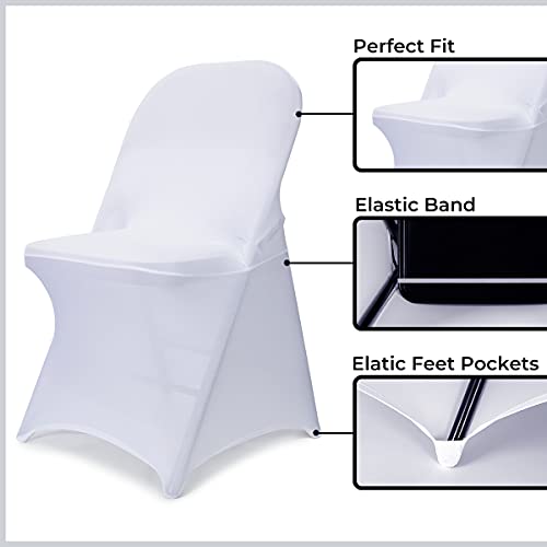 White Stretch Spandex Folding Chair Covers 30PCS for Wedding & Events - Babenest