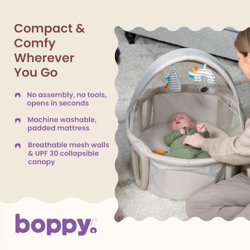 Portable Baby Bassinet with Sun Shade & Mesh Walls - Travel Bed for Newborns 0-5 Months