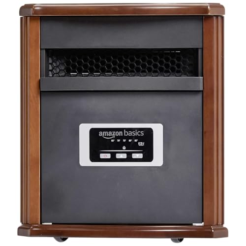 Wood Finish Portable Space Heater with Remote Control, Adjustable Thermostat, 1500W