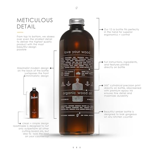 Organic Cutting Board Oil - Food Safe, Mineral Oil Free Wood Conditioner, 12 oz